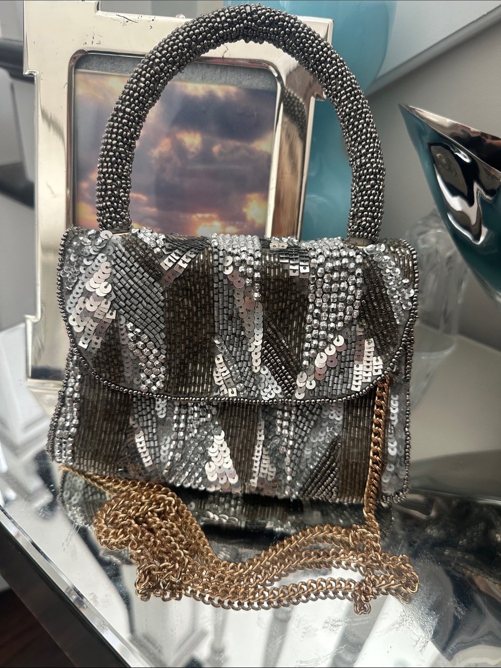 ANTHROPOLOGIE BEADED MINI CLUTCH CROSSBODY